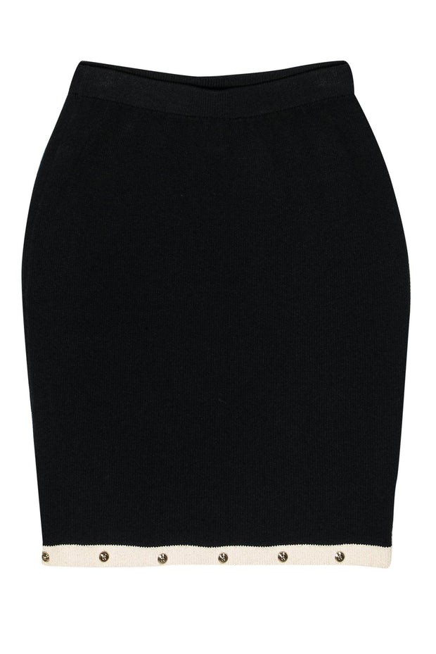 Current Boutique-St. John - Black Knit Skirt w/ Studded Hem Sz 2