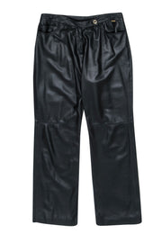 Current Boutique-St. John - Black Leather Wide Leg Pants Sz 16