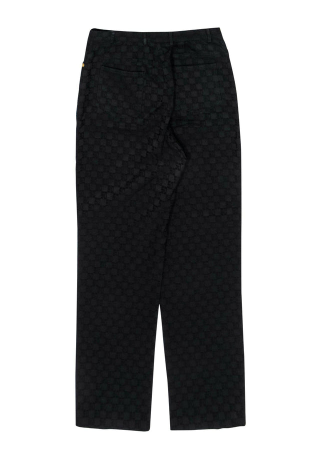 Current Boutique-St. John - Black Monogram Textured Straight Leg Trousers Sz 10