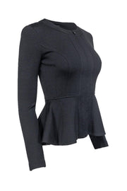 Current Boutique-St. John - Black Peplum Zip Up Jacket Sz 0