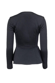 Current Boutique-St. John - Black Peplum Zip Up Jacket Sz 0