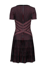 Current Boutique-St. John - Black, Red & White Striped Knit Fit & Flare Dress Sz 4