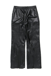 Current Boutique-St. John - Black Smooth Leather Trousers Sz 6