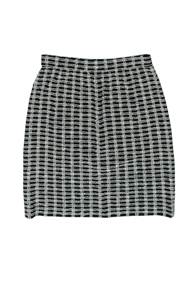 Current Boutique-St. John - Black & White Grid Printed Skirt Sz 2