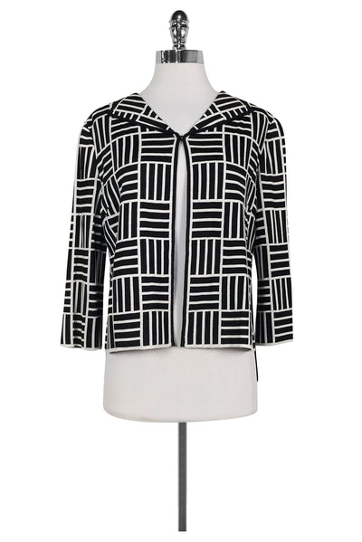 Current Boutique-St. John - Black & White Printed Cardigan Sz 6