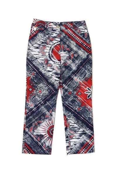 Current Boutique-St. John - Blue & Red Paisley Print Pants Sz 8