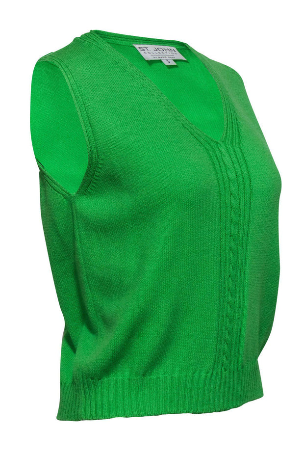 Current Boutique-St. John - Bright Green Knit Tank Sz S