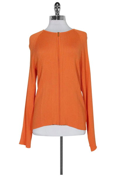 Current Boutique-St. John - Bright Orange Zip Cardigan Sz M