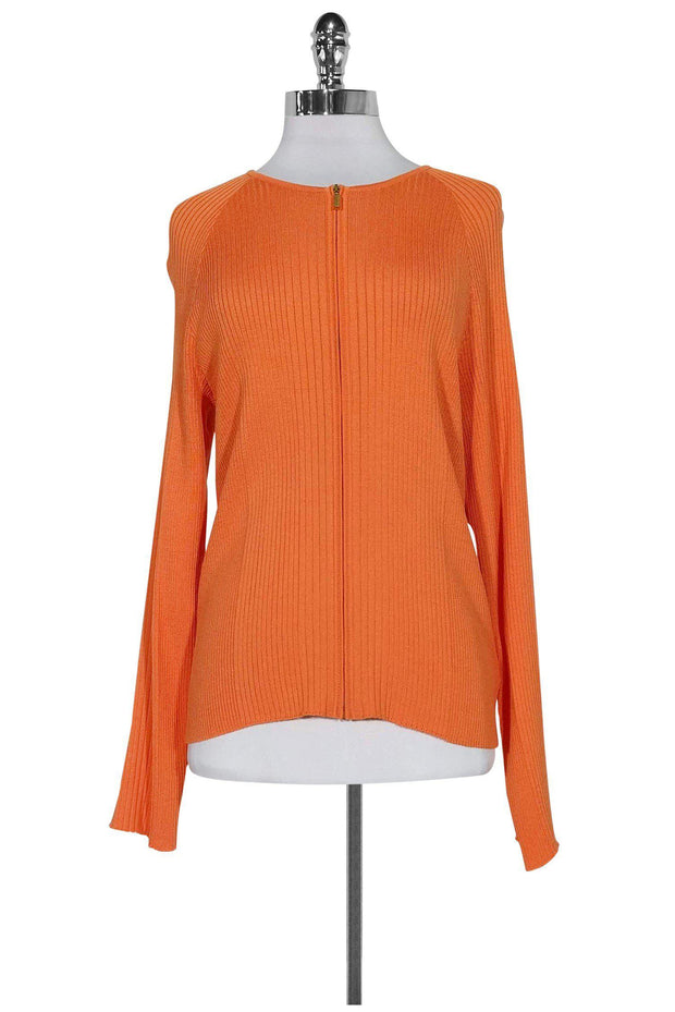 Current Boutique-St. John - Bright Orange Zip Cardigan Sz M