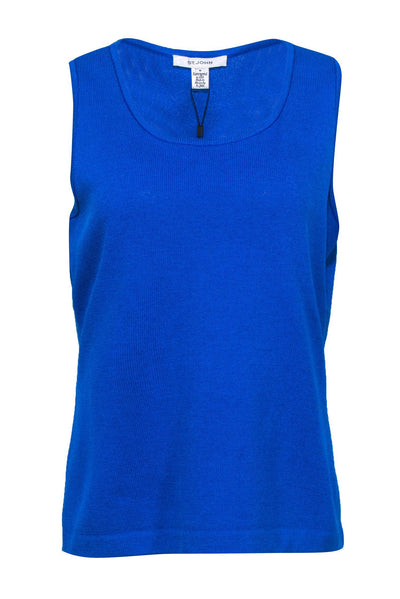 Current Boutique-St. John - Cobalt Blue "Jaya" Scoop Neck Knit Tank Sz M