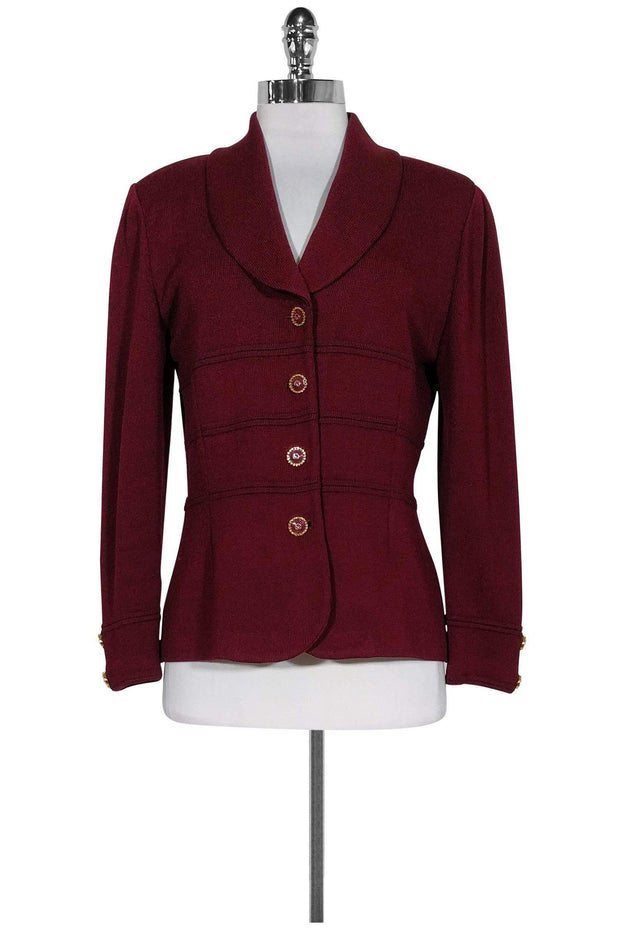 Current Boutique-St. John Collection - Burgundy Knit Blazer Sz 8