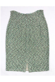 Current Boutique-St. John Couture - Green & Tan Metallic Tweed Skirt Sz 12