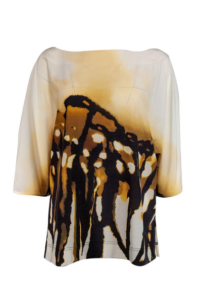 Current Boutique-St. John - Cream Abstract Print Oversized Blouse Sz L