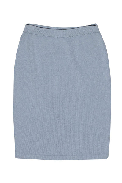 Current Boutique-St. John - Desaturated Blue Knit Pencil Skirt Sz 6