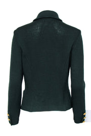 Current Boutique-St. John - Emerald Green Collared Knit Jacket w/ Gold Buttons Sz 8