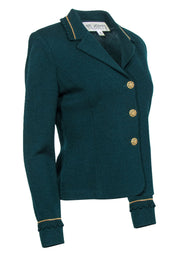 Current Boutique-St. John - Emerald Green Knit Blazer w/ Gold Chain & Buttons Sz 4