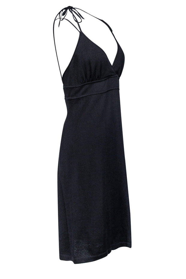 Current Boutique-St. John Evening - Black Halter Plunge Dress Sz 12