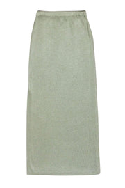 Current Boutique-St. John Evening - Sage Green Sparkly Knit Maxi Skirt w/ Side Slit Sz 2