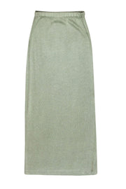 Current Boutique-St. John Evening - Sage Green Sparkly Knit Maxi Skirt w/ Side Slit Sz 2