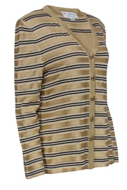 Current Boutique-St. John - Gold & Black Metallic Striped Cardigan Sz 12