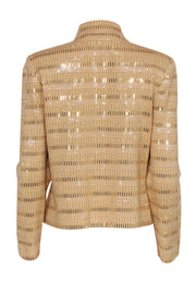 Current Boutique-St. John - Gold Knit Zip-Up Jacket w/ Iridescent Beading Sz 8