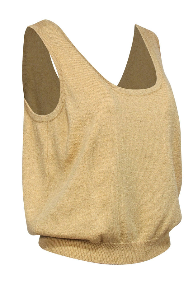 Current Boutique-St. John - Gold Metallic Knit Tank Sz L