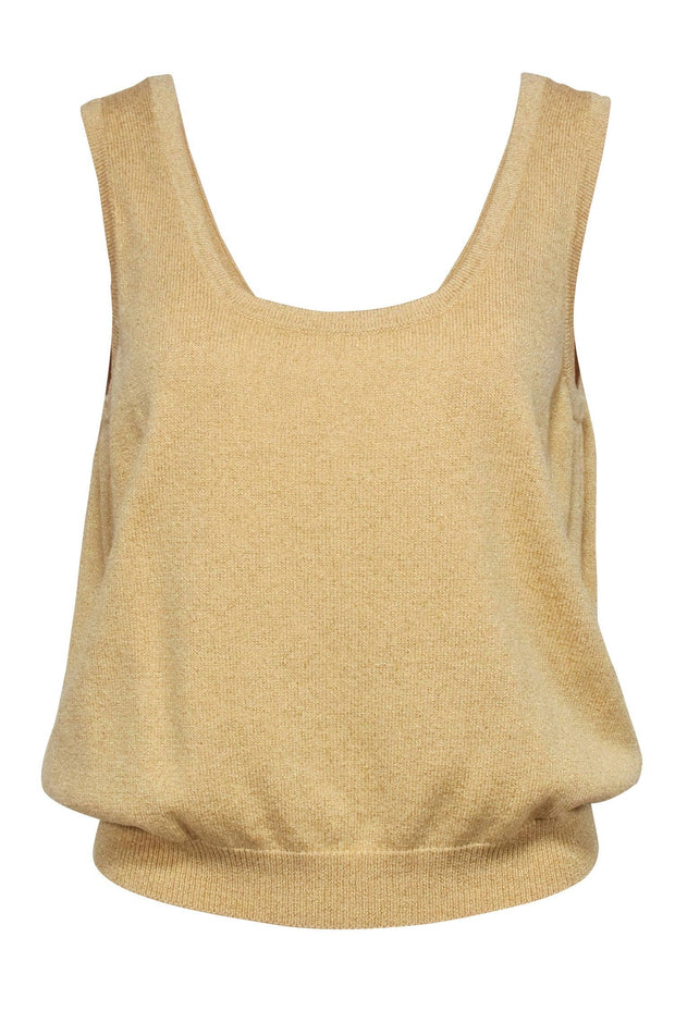 Current Boutique-St. John - Gold Metallic Knit Tank Sz L