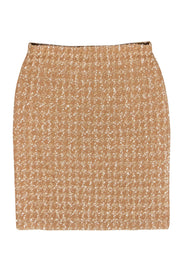 Current Boutique-St. John - Golden Tan Patterned Pencil Skirt Sz 14