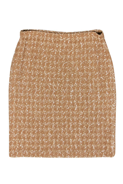 Current Boutique-St. John - Golden Tan Patterned Pencil Skirt Sz 14