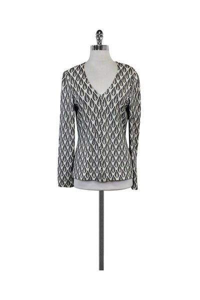 Current Boutique-St. John - Grey & Black Print Zip Jacket Sz 6