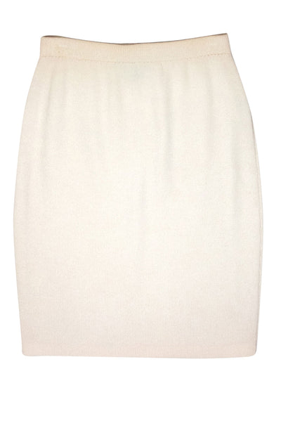 Current Boutique-St. John - Ivory Knit Pencil Skirt Sz 4