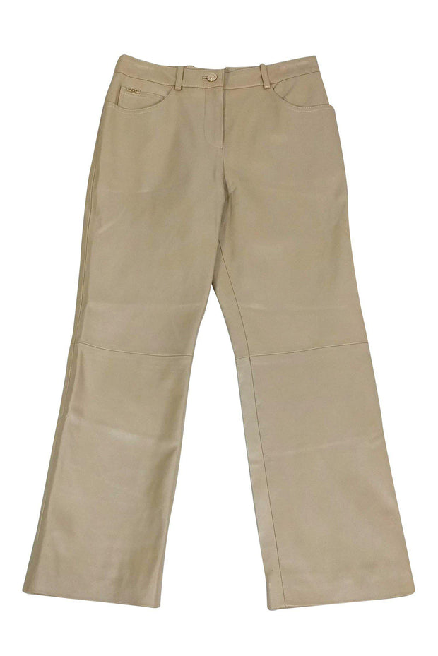 Current Boutique-St. John - Khaki Iridescent Leather Slacks Sz 4