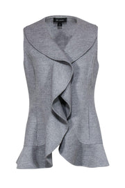 Current Boutique-St. John - Light Gray Ruffle Open Knit Vest Sz 4