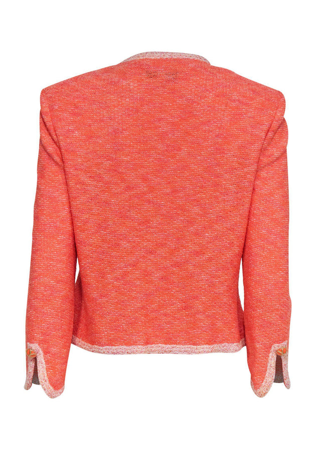 Current Boutique-St. John - Light Orange Zip-Up Blazer w/ Cream Trim Sz 8