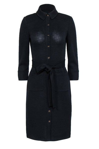 Current Boutique-St. John - Navy Knit Golden Button Dress w/ Belt Sz 4