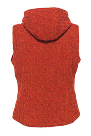 Current Boutique-St. John - Orange Knit & Red Hooded Insulated Vest Sz M