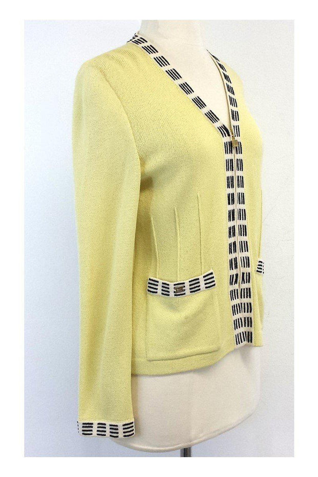 Current Boutique-St. John - Pastel Yellow Knit Sweater Jacket Sz 2