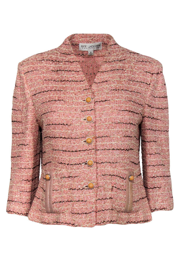 Current Boutique-St. John - Peach & Beige Marbled Tweed Jacket Sz 8