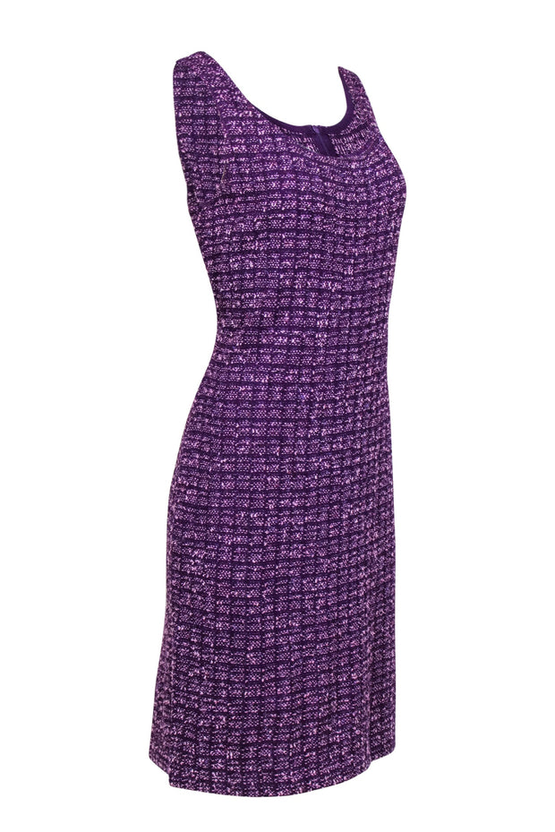 Current Boutique-St. John - Purple & Pink Tweed Shift Dress Sz 12