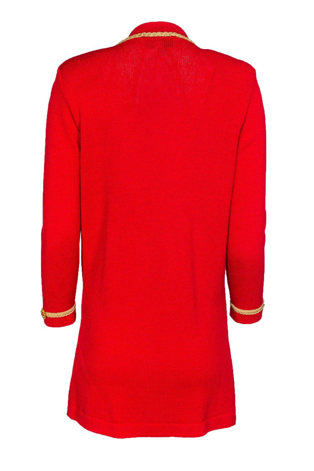 Current Boutique-St. John - Red Cardigan w/ Gold Trim Sz 2