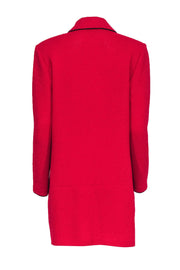 Current Boutique-St. John - Red Knit Longline Coat w/ Black Piping Sz 12