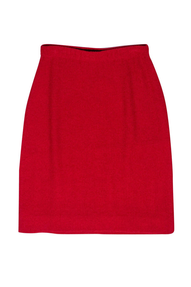 Current Boutique-St. John - Red Knit Pencil Skirt Sz 2