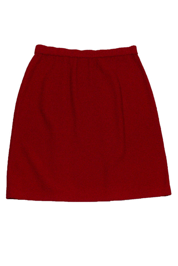 Current Boutique-St. John - Red Knit Pleated Skirt Sz 14