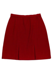 Current Boutique-St. John - Red Knit Pleated Skirt Sz 14