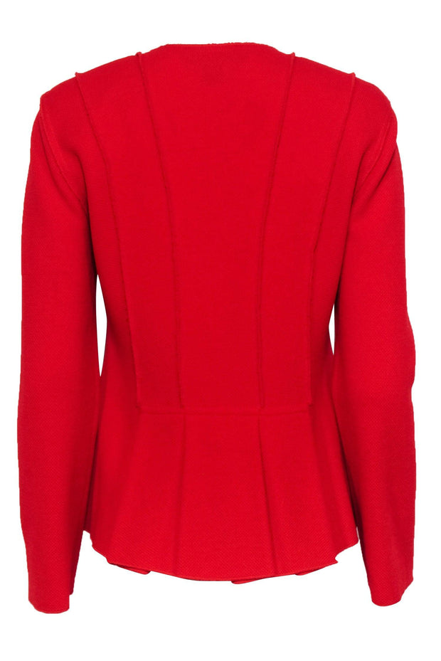 Current Boutique-St. John - Red Knit Zip-Up Wool Jacket Sz 8