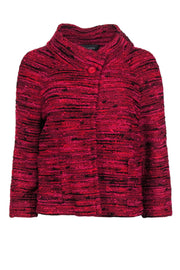 Current Boutique-St. John - Red & Purple Marbled Tweed Cowl Neckline Jacket Sz 10