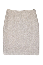 Current Boutique-St. John - Silver Tinsel Knit Mini Pencil Skirt Sz 10