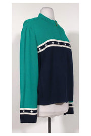 Current Boutique-St. John Sport - Bright Teal & Navy Zip Jacket Sz L