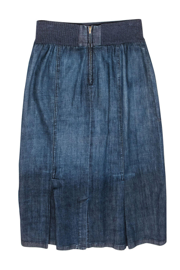 Current Boutique-St. John Sport - Denim Knit Waist Midi Skirt Sz 4