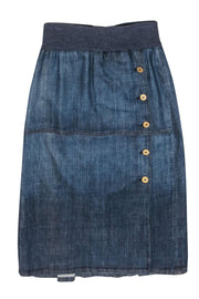 Current Boutique-St. John Sport - Denim Knit Waist Midi Skirt Sz 4